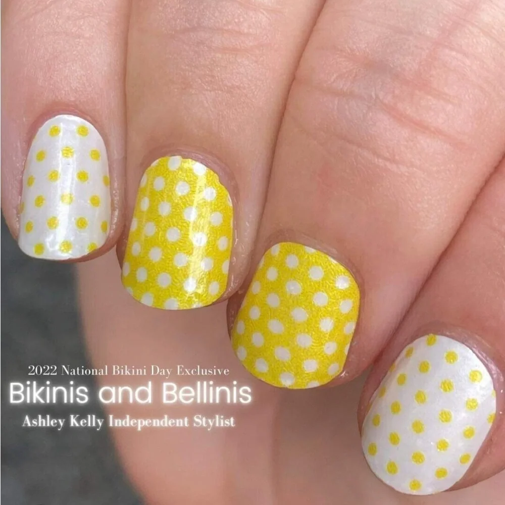 *Retired* Color Street: Bikinis and Bellinis | Polka Dot Yellow White Summer - Picture 1 of 11